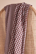 Gingham Off-White Rust Fabric