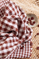 Gingham Off-White Rust Fabric