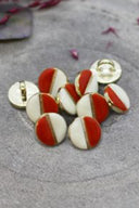 Wink Buttons Off-White - Poppy Tangerine