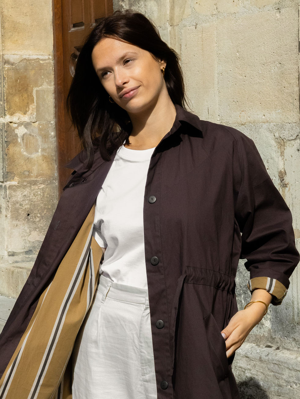 Patron LE Manteau en Lainage Tartan Oat & Black Atelier Brunette