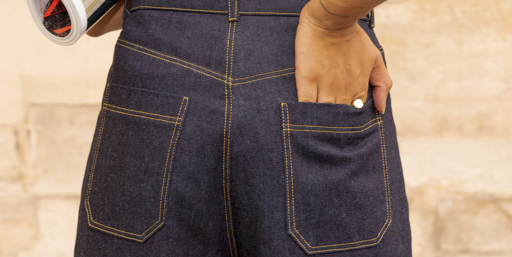 Patron LE Jean Wide Leg Atelier Brunette en Tissu Denim Dark Indigo Atelier Brunette