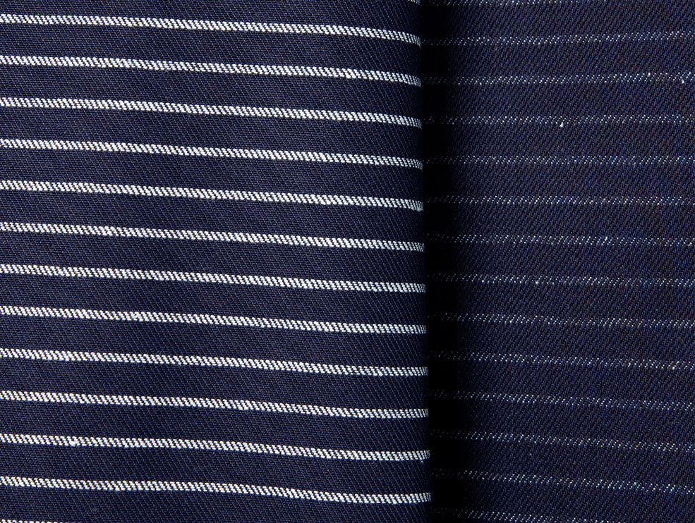 Tissu Denim Stripes Indigo Atelier Brunette