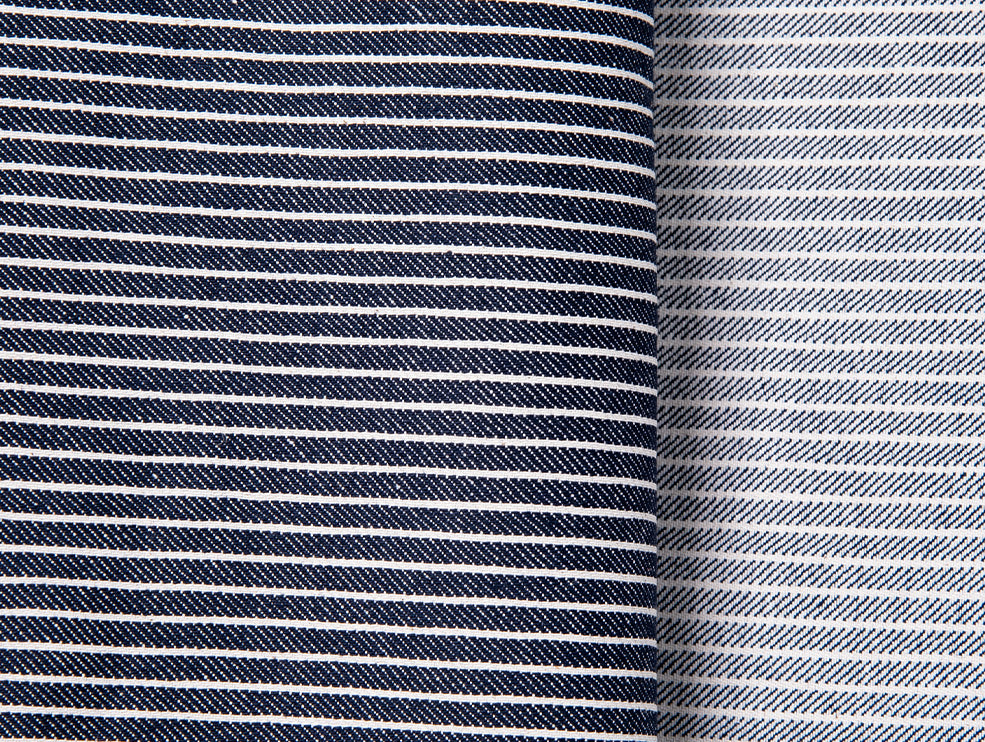 Tissu Denim Stripes Mid Blue Atelier Brunette