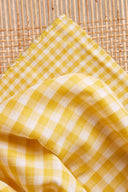 Gingham Off-White Lemon Fabric Remnants