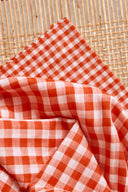 Gingham Off-White Tangerine Fabric Remnants