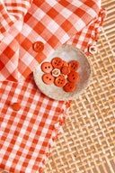 Gingham Off-White Tangerine Fabric Remnants