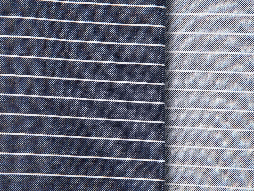 Tissu Denim Wide Stripes Mid Blue Atelier Brunette