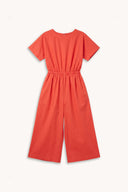 Patron Robe Pantalon – vue à plat, combinaison corail à taille élastiquée et jambes larges 7/8 – Atelier Brunette
