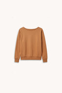 Sweat à col rond et bords côtes en molleton camel, à plat – Patron Le Sweat Atelier Brunette