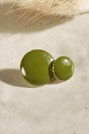 Close-up of the faceted buttons, showing the gold trim and the metal shank fastening on the back.