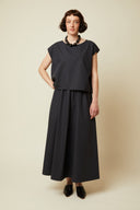 Vertigo Skirt pattern – full front look, black skirt and top – Atelier Brunette
