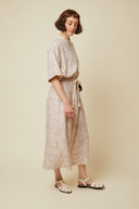 Zipped Dress pattern – 3/4 bust view, dress printed colourway sand, cord belt – Atelier Brunette