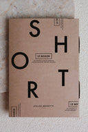 Boxer shorts pattern – kraft envelope printed with SHORT, Atelier Brunette logo, concrete background – Atelier Brunette