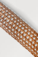 Woven natural raphia strap, 4 cm wide, featuring an elegant cane-weave pattern.