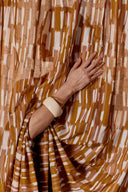Fabric Imany printed caramel hazelnut sold by the metre – fluid and original – Atelier Brunette