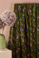 Tissu Java imprimé vert lierre profond au mètre – exotique et fluide – Atelier Brunette