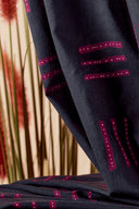 Tissu Native viscose imprimé bleu nuit marine au mètre – motif géométrique – Atelier Brunette