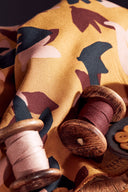 Fabric Séraphine viscose EcoVero floral print ochre golden sold by the metre – romantic – Atelier Brunette