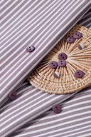 Fabric Sunray stripes lavender purple sold by the metre – slightly sheer – Atelier Brunette