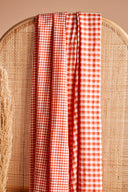 Tissu vichy double gaze coton orange vif au mètre – doux et classique – Atelier Brunette