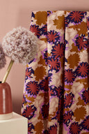 Waterlily fabric, burgundy maple print, by the metre – aquatic floral – Atelier Brunette