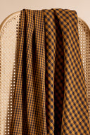 Fabric gingham double gauze cotton ochre golden sold by the metre – soft and classic – Atelier Brunette