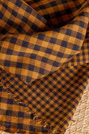 Fabric gingham double gauze cotton ochre golden sold by the metre – soft and classic – Atelier Brunette
