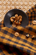 Fabric gingham double gauze cotton ochre golden sold by the metre – soft and classic – Atelier Brunette