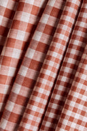 Tissu vichy double gaze coton marron châtaigne au mètre – doux et classique – Atelier Brunette