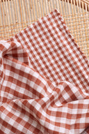 Tissu vichy double gaze coton marron châtaigne au mètre – doux et classique – Atelier Brunette