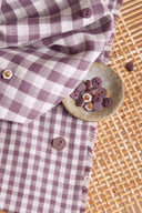 Tissu vichy double gaze coton parme lavande au mètre – doux et classique – Atelier Brunette