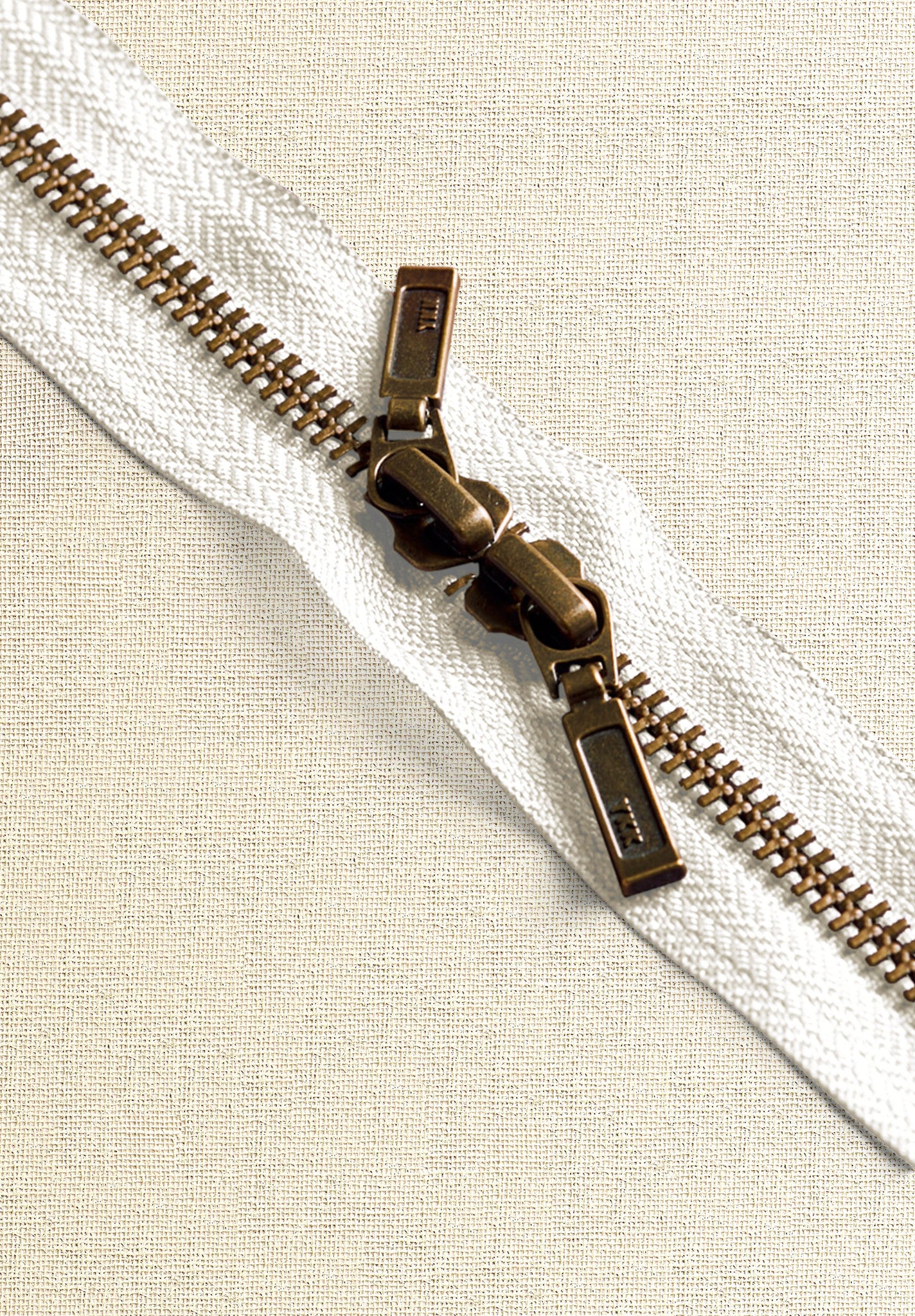 Brass Double Slider Zipper - 40 cm